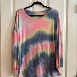 First Love Multicolor Tie-Dye Long Sleeve Top